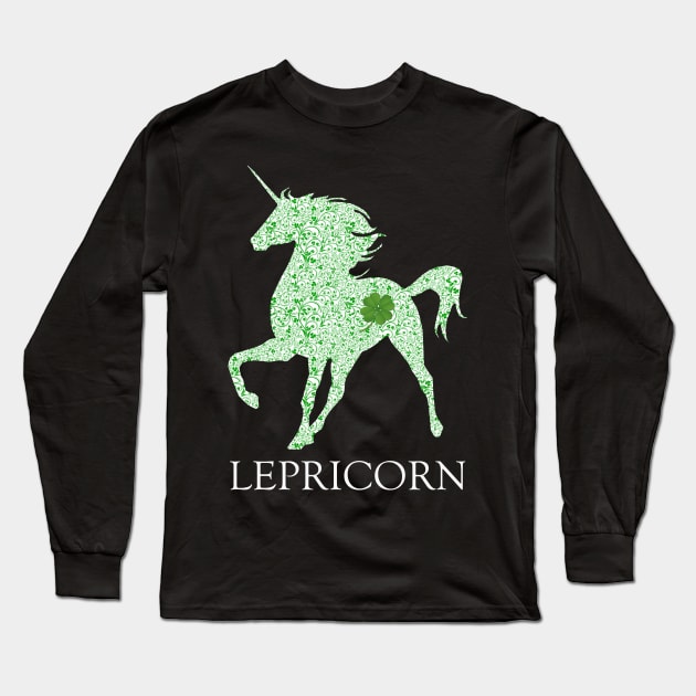 St. Patrick's Day Lepricorn Shamrock Long Sleeve T-Shirt by Atteestude